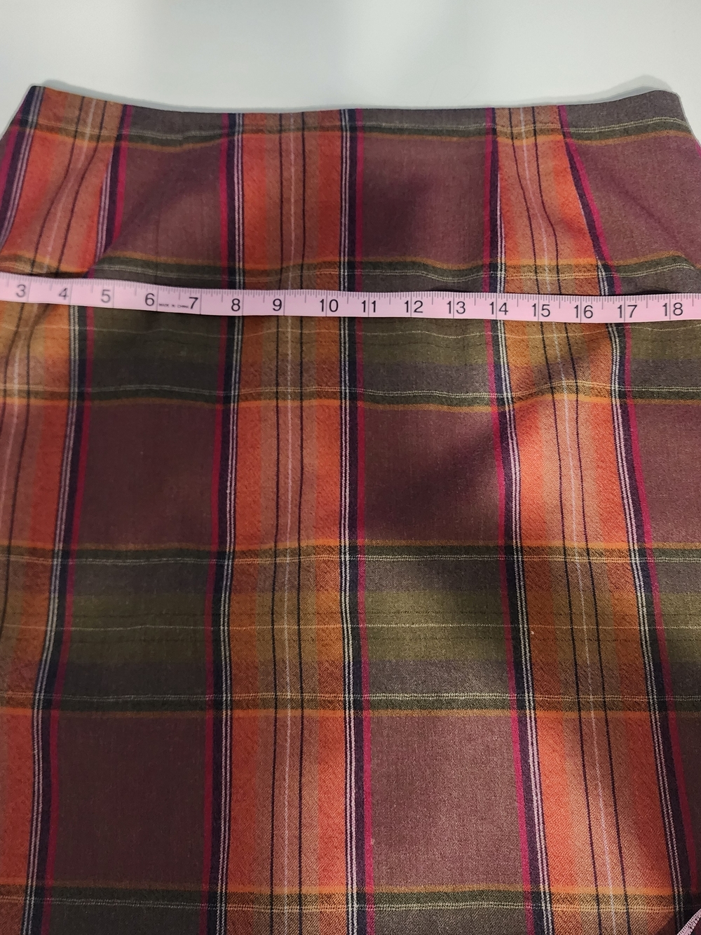 Chadwicks Olive, Rust, Brown Plaid Skirt 100% Wool - Picture 7 of 8